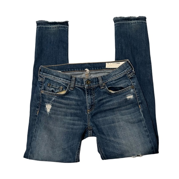 Rag & Bone Dre Distressed Low-Rise Slim Jeans in Canyon Wash, Sz 26 - Picture 5 of 15